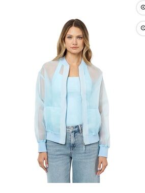 NWT Sheer Light Blue Bomber Jacket - Women's Lightweight Layer